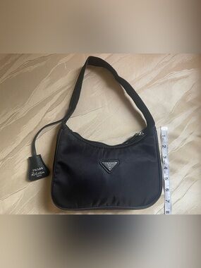 Classic Black Nylon Shoulder Bag